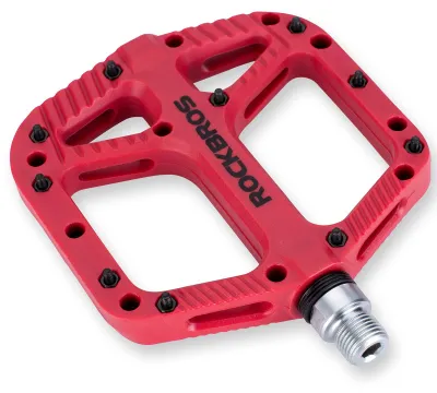 Immagine prodotto di ROCKBROS - Pedali MTB con piattaforma in nylon larga, antiscivolo - Colore: rosso