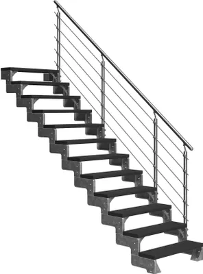 Produktbild von Dolle Außentreppe Gardentop 252-308cm Geschosshöhe mit Trimax anthrazit 100cm breit mit Prova-Geländer
