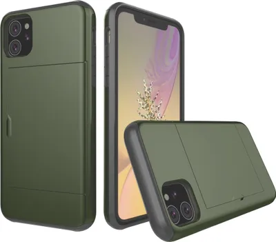 Produktbild von Mobigear Card iPhone 11 Hülle Hardcase Backcover Stoßfest mit Kartenhalter - Armeegrün