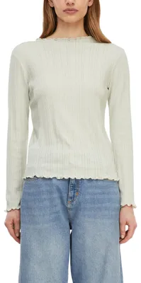 Productafbeelding van COMMA Dames langarmshirt – Ajourgebreid, Slim fit, Standaard kraag