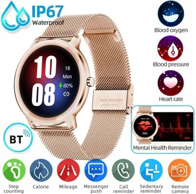 Produktbild von Damen SmartWatch Smartband IP67 Wasserdicht Schlafüberwachung Armband Sport Fitness für Android IOS , Rosegold
