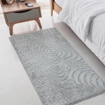 Produktbild von Teppich Wohnzimmer - 60x100 cm - Grau - Geometrisches Muster - Allergikerfreundlich - Leicht zu Reinigen - Waschbar - Weicher Teppich