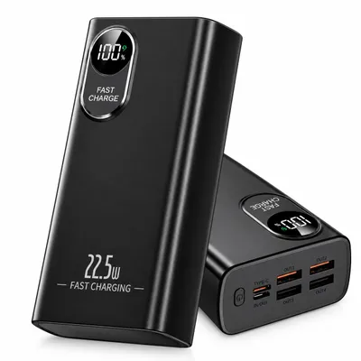 Produktbild von Powerbank, 30000mAh Externer Akku, Tragbares Ladegerät, 22,5W Schnelllade, mit USB C und USB A Anschlüssen, mit LED Display, KI-generiertes Bild