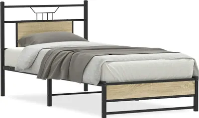 Produktbild von vidaXL Bettgestell ohne Matratze Sonoma-Eiche 90x200 cm Holzwerkstoff