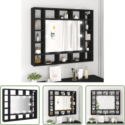 Produktbild von The Living Store LED-Spiegelschrank Schwarz 91x15x76,5 cm