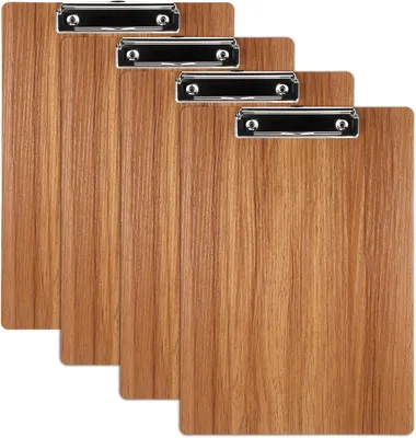 Produktbild von Klemmbrett A4 4 Stück, Holz, Metallklemme, für Büro