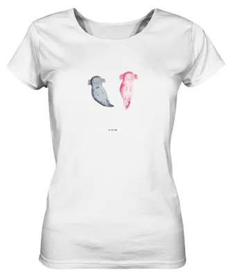 Produktbild von Mr. & Mrs. Panda Damen Kurzarmshirt Axolotl Liebe Größe S - Weiß - Geschenk, Oberteil, Hochzeitstag, für Frauen, Freund, T-Shirt Kurzarm, Shirt, Mit Print, Freundin