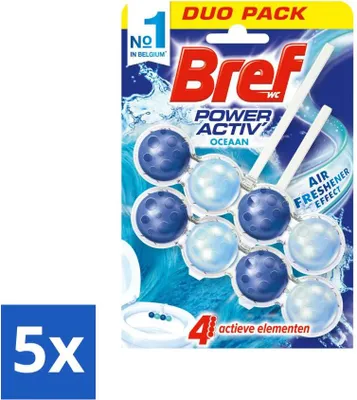 Produktbild von Bref WC-Block Power Activ Ocean, 2 Stück - Vorteilspack - 5 Stücke