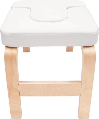 Immagine prodotto di Sgabello per la posizione sulla testa nello yoga - Sedia per inversioni in legno - Sgabello da allenamento stabile per la posizione sulla testa e sulle spalle - Allevia la stanchezza - Bianco