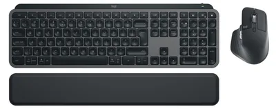 Produktbild von Logitech Master MX Keys Combo for Bussiness, Kabellos, RF Wireless + Bluetooth, Scherenschalter, QWERTY, LED, Graphit