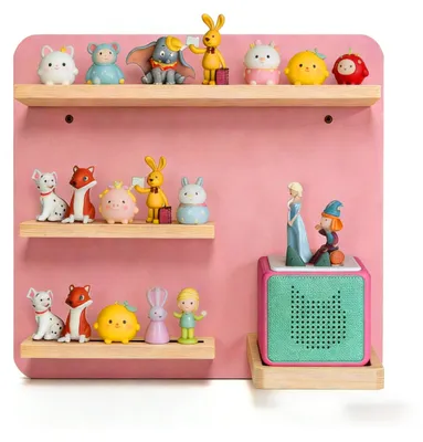 Produktbild von Relaxdays Toniebox Regal, magnetisch, für Hörspielbox & 27 Tonies, HxBxT: 29x39x15 cm, Wand Toniefigurenregal, rosa