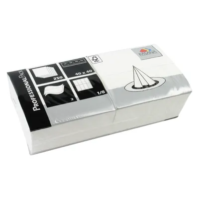 Produktbild von 250 Stück Zelltuch-Servietten, 2-lagig, 1/8 Falz, 40x40cm, weiß