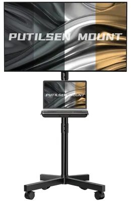 Zdjęcie produktu dla Stojak na telewizor na kółkach - Przekątna 23-60 cali - Regulowana wysokość - VESA 400 x 400 mm - Czarny