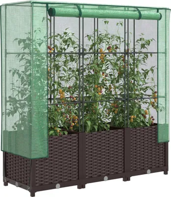 Immagine prodotto di vidaXL Letto rialzato con serra in rattan 120x40x138 cm