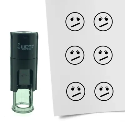 Produktbild von CombiCraft Selbstfärbender Stempel 'Unzufriedener Smiley' in der Farbe Schwarz, Ø10mm