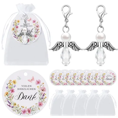 Immagine prodotto di Set di 30 portachiavi "Angelo Custode" - Ideali come ringraziamento per matrimoni, cresime, battesimi o per un arrivederci. Include sacchetti in organza e bigliettini
