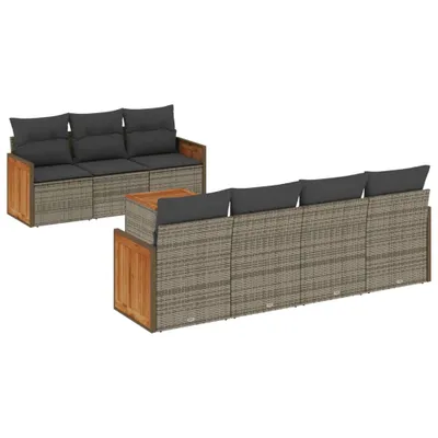 Produktbild von 8-tlg. Garten-Sofagarnitur mit Kissen Grau Poly Rattan