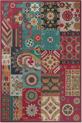 Produktbild von Abstraktes Muster im türkisch-persischen Vintage-Stil – Vinyl Fußmatte – 60x90 cm – Rutschfest, Pflegeleicht & Langlebig