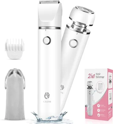 Image de Rasoir électrique pour femmes 2 en 1, rasoir intime, utilisation sur peau sèche ou humide, étanche IPX7, sans fil, indolore, pour le visage et le corps, rechargeable par USB