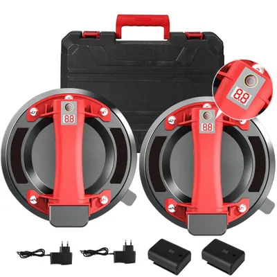 Immagine prodotto di Sollevatore a vuoto elettrico - per piastrelle e vetro - 20 cm - capacità di sollevamento 200 kg - display intelligente - set da 2 pezzi - rosso