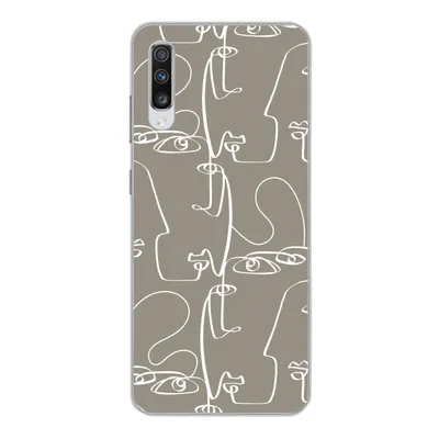 Produktbild von MuchoWow® Handyhülle Schutzhülle Hülle für Samsung Galaxy A70 Muster - Kopf - Strichzeichnung Silikon Softcase Handy Hülle - Schutzhaube