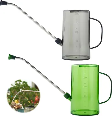 Produktbild von Gießkanne für Zimmerpflanzen, 2 Stück, 1 Liter, rostfreier Stahl, lange Auslauf, Gießkanne, klare messbare Skala für Zimmerpflanzen, Sukkulenten und Blumen