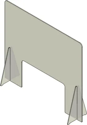 Produktbild von Casa Padrino Kunststoff Sicherheitsscheibe mit Durchreiche Transparent 60 x H. 70 cm - Schreibtisch Empfangstheken Theken Spuckschutz   Corona Trennscheibe