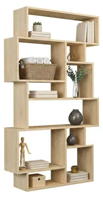 Produktbild von Bücherregal Dlusuard, Büroregal, Mobiler Buchhalter, Bücherbrett, 96x26h169 cm, Eiche