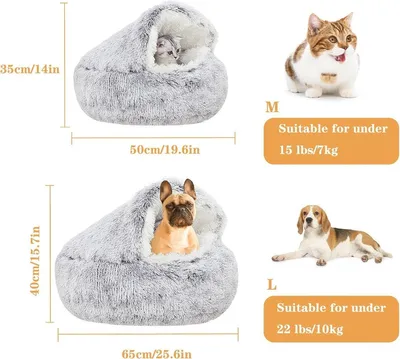 Weiches Donut-Hundebett für kleine und mittelgroße Hunde - Warmes Plüschkissen mit rutschfester Unterseite (65 cm)
