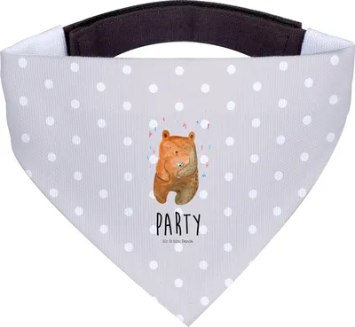 Produktbild von Mr. & Mrs. Panda Hunde Halstuch Bär Party - Grau Pastell - Geschenk, Geburtstagsgeschenk, Hund, Mitbringsel, Teddy, Hundehalstuch, Tuch, Für, Geburtstag, Lustig
