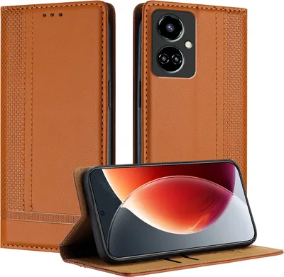 Produktbild von Handyhülle für Tecno Camon 19 / Camon 19 Pro 5G Leder Flip Klappbare Schutzhülle mit Standfunktion Braun