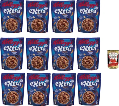 Produktbild von Extra Cioccolato al Latte, Knusprige Haferflocken 100% Vollkorn mit Milchschokolade, 12x 375 g + Italian Gourmet polpa 400g