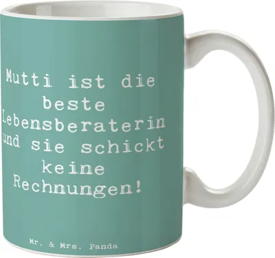 Produktbild von Mr. & Mrs. Panda Tasse Spruch Mama Ratschläge - Meeresbrise - Geschenk, Kaffeetasse, Pott, Familie, Unterstützung, Geschenke, Mutter, Keramiktasse, Lebensberaterin, Liebe