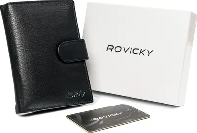 Obrázek produktu pro Vertikální černá pánská peněženka z přírodní kůže, ochrana RFID
