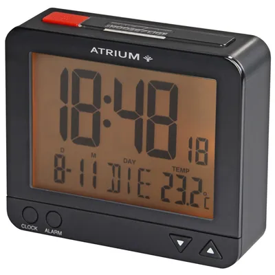 Zdjęcie produktu dla ATRIUM A760-7 Budzik radiowy z datownikiem i alarmem, cyfrowy, czarny