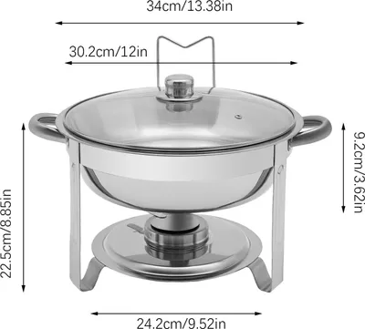 Produktbild von Chafing Dish Set, rund 5 L Edelstahl, mit Deckel, Buffet/Catering, Silber, 1 Ebene
