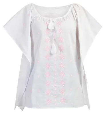 Image de Poncho MERRO pour femme - blanc et rose, XL