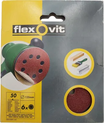 Produktbild von 6x Schleifscheiben mit Klettverschluss Ø 125mm Schleifpapier Körnung 50 gelocht
