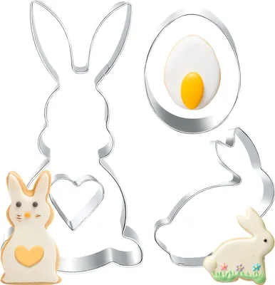 Produktbild von Große Edelstahl-Osterplätzchenform Kaninchen Ei Herz