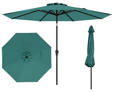 Zdjęcie produktu dla Składany parasol KOMFOTTEU, parasol ogrodowy 300 cm z ochroną UV, parasol na korbkę z 6 rozpórkami i korbką ręczną, parasol na taras i parasol balkonowy do ogrodu, na targ, na plażę