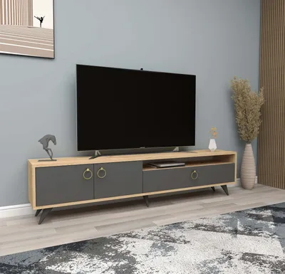 Obrázek produktu pro TOPEKA TV stolek na nožičkách, dub / antracit