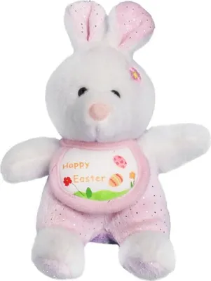 Zdjęcie produktu dla Różowy Pluszak KRÓLIK Wielkanocny z Napisem 'Happy Easter'