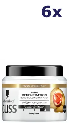 Produktbild von 6x Gliss Haarmasker 400ml 4-in1 Total Repair Regeneration