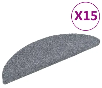 Image de vidaXL Tapis de sol auto-adhésifs 15 pcs. 56x17x3 cm gris clair demi-rond