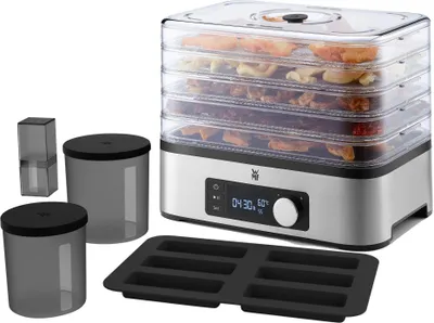 Productafbeelding van WMF Küchenminis dehydrator 0415250011 - Snack to go, 250W, timer, Cromargan