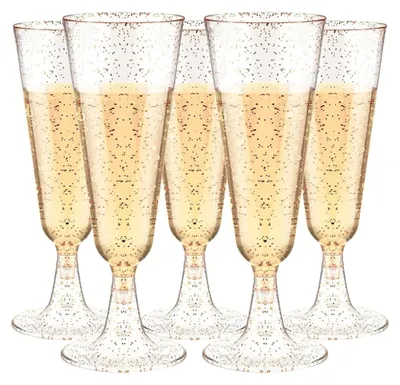 Produktbild von 25 Premium Sektgläser mit Rosaglitter, Sektgläser Mehrweg, Champagner Gläser, Cocktailgläser, 150ml Sektgläser für Hochzeiten, Partys, Abendveranstaltungen