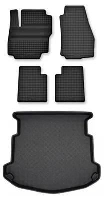 Produktbild von Gummimatten + Kofferraumwanne für Ford Mondeo MK4 2007-2012 (Schrägheck, Notrad) – Schwarz, Semi-Universal, angepasst – Wielganizator Semi-Universal