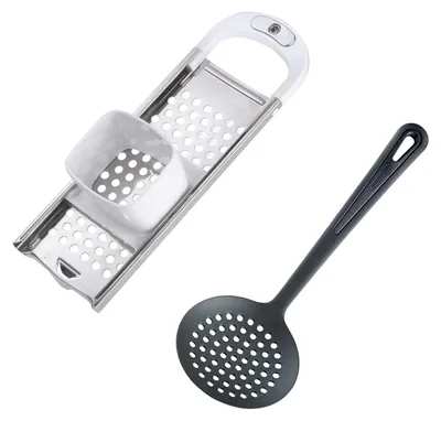 Zdjęcie produktu dla Zestaw krajalnica do szpecli Westmark "Knöpfle" + łyżka cedzakowa "Gentle", 611222E6