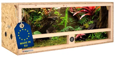 Produktbild von ITA Holz Terrarium 100х40х40 cm mit Seitenbelüftung & Integriertem Hygrometer - Holzterrarium aus OSB-3 Platten - Terrarien für Reptilien, Schlangen, Amphibien - EU Produkt,
