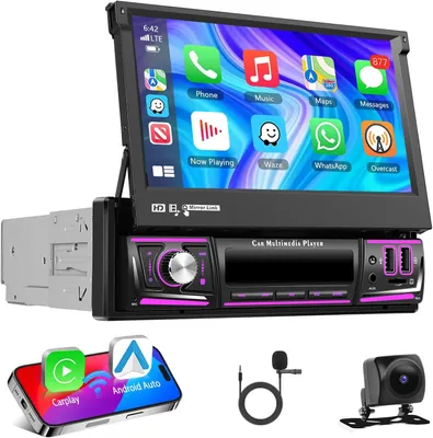 Zdjęcie produktu dla Radio samochodowe 1 DIN z Androidem, 4+64G, z Carplay i Android Auto, Bluetooth. Radio samochodowe 1 DIN z ekranem, obsługujące Mirrorlink, FM, GPS, Wi-Fi, USB i sterowanie z kierownicy